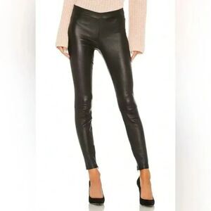 Vince 100% Genuine Leather Zip Leggings - Black - Size M
